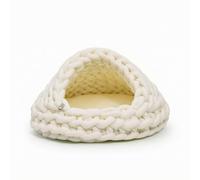 MagiDeal Industrial Nest Shelter Den With Enclosed Front Opening and Low Rounded Base Hand Woven Chenille Rope Texture Quiet Covered Sanctuary suitable for, Milk White, Bottom Diameter 40cm 1.2kg