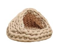 MagiDeal Industrial Nest Shelter Den With Enclosed Front Opening and Low Rounded Base Hand Woven Chenille Rope Texture Quiet Covered Sanctuary suitable for, Khaki, Bottom Diameter 30cm 1kg