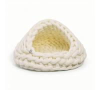 MagiDeal Industrial Nest Shelter Den With Enclosed Front Opening and Low Rounded Base Hand Woven Chenille Rope Texture Quiet Covered Sanctuary suitable for, White, Bottom Diameter 35cm 1.08kg