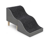 MagiDeal Industrial Ramp Function Pet Stairs Stool Wave Climbing Steps Padded Surface Wooden Legs Space Saving Storage Suitable for Small Animals Bedroom, Dark Grey