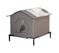 MagiDeal Insulated Outdoor Cat House Waterproof for Outdoor Cats Kitty Pet House Dog House Bed Warm Elevated Feet Stray Cat Shelter for Barn Porch Outside Cats Tent with Legs,Gray A-Size L