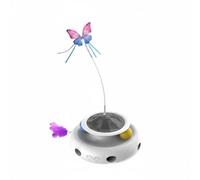 MagiDeal Interactive Cat Toy Butterfly Teaser Automatic Motion Sensing Rotating Track Balls Feather Attachment USB Rechargeable Body suitable for indoor self play apartment living