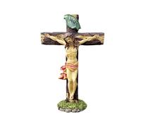 MagiDeal Jesus Crucifix Crosses Figurine Jesus Crucifix Wall Cross Desktop Statue Religious Gift Praying Religious Figurine for Office
