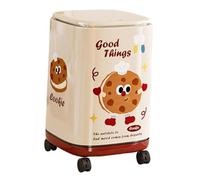 MagiDeal Kitchen Trash Can with Wheels and Lid Double Layer Trash Bin Sturdy Decorative Bucket Wheelie Bin Waste Can for Restroom Dorm