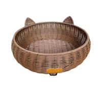 MagiDeal Kitten Nest Cat Hideaway Hut PE Rattan Comfortable Woven Basket Cat Bed for Rest All Seasons Sleep Indoor Cats Grinding Claws, L