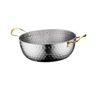 MagiDeal Korea Ramen Pot Instant Noodle Pot Fast Heating Pan Dry Pots Double Ear Seafood Pot Stainless Steel Soup Pot for Picnic Home, 22cm