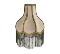 MagiDeal Lampshade Pagoda Shade Fringe Floor with Refined Pagoda Form and Cozy Light Control Suitable for Reading Corners, 12x30x29cm, Natural Linen with Green Waistband and Tassel