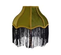 MagiDeal Lampshade Tapered Fringe Velvet Textile with Classic Silhouette for Lighting Suitable for Living Room Bedroom Reading Corner Home Decoration, 12x30x18, Green Tassel Flat Mouth