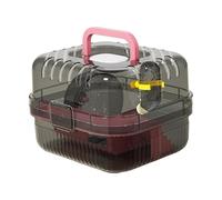 MagiDeal Large Hamster Cage Carry Case Ventilation Clear with Water Bottle Small Animal Cage Habitat for Hedgehog Rabbits Sugar Glider, pink
