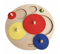 MagiDeal Learning Puzzle Wooden Educational Shape Sorting Board Knobbed For With Easy Grip Pieces For Early Cognitive Development Suitable for, Round Grab Panel