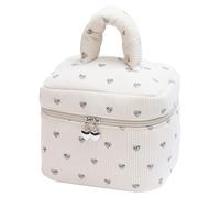 MagiDeal Makeup Bag Toiletry Bag Polyester Lightweight Large Capacity Travel Heart Design Accessories Pouch for Trip Bathroom Business, White