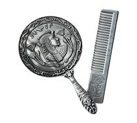 MagiDeal Makeup Mirror Comb Set Hair Styling Brush Romantic Gift Zinc Alloy Compact Decorative Vanity Accessories Set Handheld Mirror