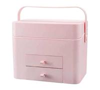 MagiDeal Makeup Train Case, Vanity Case with LED Lighted Mirror, Multipurpose Beauty Tool Makeup Box Organizer for Bathroom, Pink