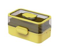 MagiDeal Medicine Box Clear Multifunctional Multi Layer with Lid Sundries Container Empty for Bathroom Travel Office Workplace Dresser, Yellow Green