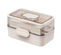 MagiDeal Medicine Box Clear Multifunctional Multi Layer with Lid Sundries Container Empty for Bathroom Travel Office Workplace Dresser, White