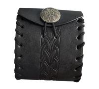 MagiDeal Medieval Waist Bag Wallet Belt Pouch for Holiday Party Cosplay Adults Stage Show, Black Bone Pattern