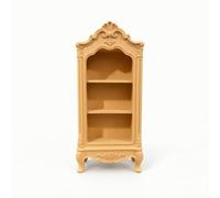 MagiDeal Miniature Display Shelf 1 12 Scale Dollhouse Cabinet Furniture Rack With Open Front Three Shelves Fluted Panels Rococo Accents PLA Material suitable