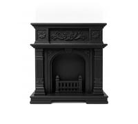 MagiDeal Miniature Fireplace Display Mantel Hearth With Fluted Side Columns And Decorative Screen Construction suitable for dollhouse enthusiasts diorama setups miniature room boxes, Black