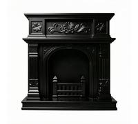 MagiDeal Miniature Fireplace Model Mantel Hearth Ornament With Arched Opening Fluted Columns Floral Reliefs Fireguard Detail In PLA Engineering Suitable for, Black