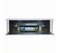 MagiDeal Miniature Parking Garage 1 64 Scale Car Showcase With Clear Acrylic Window Panels Dustproof Scene Box With Garage Details Suitable for hobby rooms, Bus Stop Scene With Lights Diorama