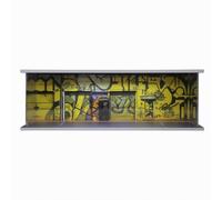 MagiDeal Miniature Parking Garage 1 64 Scale Car Showcase With Clear Acrylic Window Panels Dustproof Scene Box With Garage Details Suitable for hobby rooms, Street Graffiti Scene With Lights Diorama