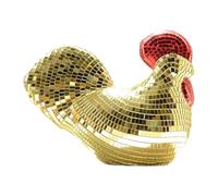 MagiDeal Mirror Ball Chicken Figurine Disco Chicken Statue Collectible Sculpture Ornaments Gift Home Decoration for Housewarming Desk Hotel Office Home Decor, Gold