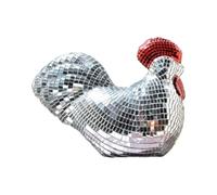 MagiDeal Mirror Ball Chicken Figurine Disco Chicken Statue Collectible Sculpture Ornaments Gift Home Decoration for Housewarming Desk Hotel Office Home Decor, Sliver