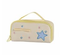 MagiDeal Multi Layer Pencil Case Pencil Pouch Pen Bag Stationery Organizer with Carry Handle and Multi Compartment Mesh Pockets Textile Material Suitable for, Beige, Beige