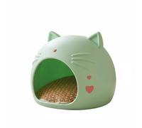 MagiDeal Multi Use Seat Cat House Bed Hideaway Nest Feline Cave Den Shelter Rattan Materials with Four Option and Waterproof Surface suitable for cats, Green, Double-sided Pad