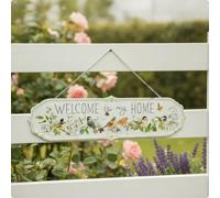 MagiDeal Outdoor Welcome Plaque Hanging Metal Sign Panel Plate With Chain With Decorative Ends suitable for doors walls porches garden fences, Large, 80 21cm, Welcome To My Home Birds