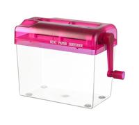 MagiDeal Paper Shredder Mini Portable Manual A4 Strips Cut Bills Receipts Cutting Tool Pull Out Basket Hand Crank Suitable for Home Study Room, Red