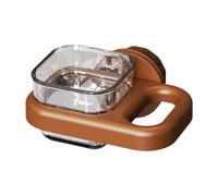 MagiDeal Parakeet Food Dish Bird Waterer,Stable,Square Transparent Food Cup Feeder Bowl Bird Feeding Dish Cup for Parrot,Inside House, Brown