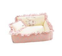 MagiDeal Pet Sofa Bed Dog Cat Couch All Seasons Anti Slip Bottom Puppy Sleeping Bed Small Dog Sofa Kennel for Kittens Puppy Cat, L pink plaid