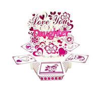 MagiDeal Popup Card 3D Greeting Card Handmade Flower Heart Decorative Gift for New Year Wedding Valentines Day Easter Family Gathering, Daughter