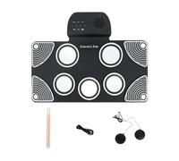 MagiDeal Portable Electric Drum Practice Pad Set with Silicone Kits, black and white