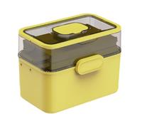 MagiDeal Portable Medicine Box Sewing Accessories Container Practical Dustproof Lidded Multifunctional Clear Desk Organizer for Office, Yellow Green