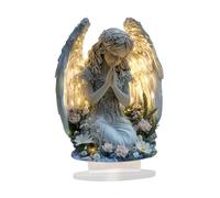 MagiDeal Praying Angel Acrylic Sign Desktop Ornament 2D Festival with Base Decorative Plaque Decor for Home Bedroom Table Desk Shelf, Style A