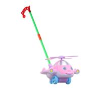 MagiDeal Push Along Wheel Toy Cartoon Airplane Trolley Develops Skills Early Education Learning Walking for 1 2 3 Year Old Kids, Pink