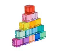 MagiDeal Rainbow Acrylic Cubes Colourful Gem Cubes Set Building & Stacking Blocks Sensory Educational Toys Gemstone Blocks for Kids Boys Girls Birthday Gift, 15Pcs