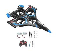 MagiDeal RC Plane Foam Aircraft with Light Collision Resistant Hobby Glider Anti Falling Sensing Roll Outdoor Flying Toy, Blue with 2 Battery