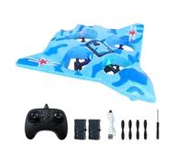MagiDeal Remote Control Airplane Fighter Jet with Light Easy to Play Portable Fixed Wing Aircraft for Adults Children Gifts, Blue Double Battery