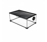 MagiDeal Reptile Terrarium Glass Tank Enclosure Habitat Cage with 360 Degree Viewing Sliding Locking Lid Side Vent Ports Feeding Hole Cable Channels suitable, 50-30-25cm