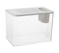 MagiDeal Reptile Terrarium Habitat,with Full View Visually Breeding Tank Feeding Box Small Fish Tank for Terrapin Fish Crayfish Turtle, White Lid