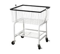MagiDeal Rolling Laundry Cart, 2-Tier Storage Trolley Bedroom Shelve, Mesh Storage Cart, Clothes Bedroom Storage Rack, Storage Basket for Commercial Dorm Home Living Room