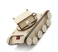 MagiDeal Rotating Turret Wooden Tank Model DIY Science Model Tank Kit Puzzle Toy Small Inventions Wooden for Teens Children