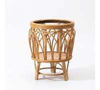 MagiDeal Round Indoor Container Planter Basket With Legs Indoor Plant Stand Authentic Rattan Build Tall Breathable Unlined Suitable for Living Room Office, Fan-shaped