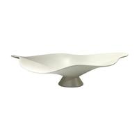 MagiDeal Serving Plate with Elevated Base, Sashimi Plate Model 96026-1 White, Luxury Vintage Style, Deep Plate, White Melamine