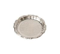 MagiDeal Silver Baroque Coaster Saucer Plate Tray with Stainless Steel Construction and Shiny Wipe Clean Elevated Edge for Heat, Diameter 11cm, Motta Lace Baroque Silver Coaster Small