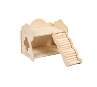 MagiDeal Small Rodent Shelter Hamster House Hut Den With Raised Ramp Connection Wooden Frame Minimal Space Use Suitable For Indoor Habitats Playpens Students 22cmx15.5cmx18cm