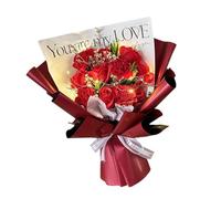 MagiDeal Soap Flower Bouquet Flower Arrangement for Women Mom Centerpieces Romantic Gift 38cm Height for Mother Day Valentine’S Day, red